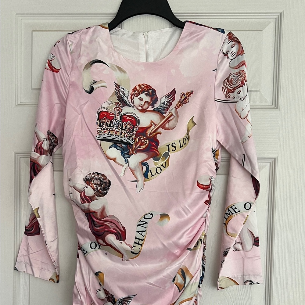 Pink Angel Print Women's dress